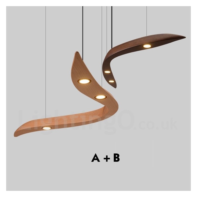 Lámpara colgante moderna contemporánea de madera de 3 luces