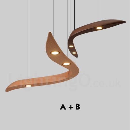 Lámpara colgante moderna contemporánea de madera de 3 luces Lámpara colgante moderna contemporánea de madera de 3 luces