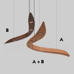 Lámpara colgante moderna contemporánea de madera de 3 luces