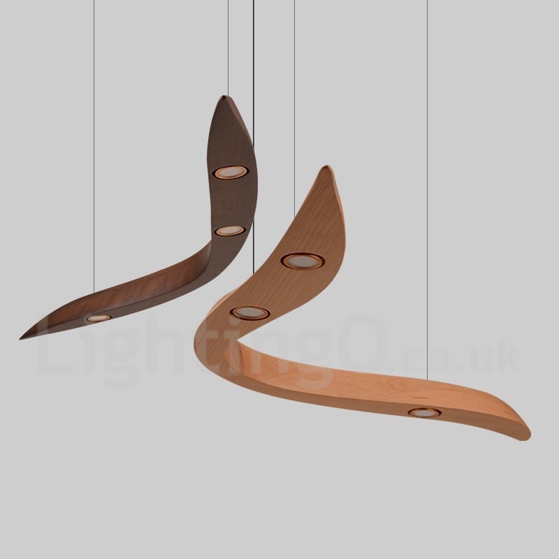 Lámpara colgante moderna contemporánea de madera de 3 luces