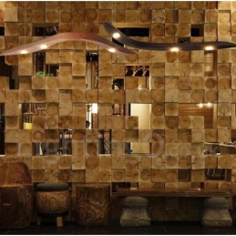 Lámpara colgante moderna contemporánea de madera de 3 luces