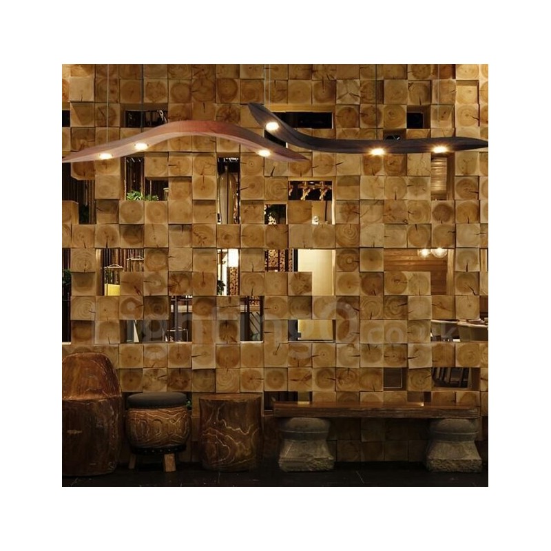 Lámpara colgante moderna contemporánea de madera de 3 luces