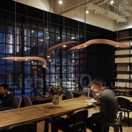 Lámpara colgante moderna contemporánea de madera de 3 luces