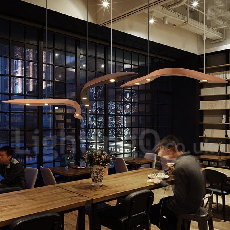 Lámpara colgante moderna contemporánea de madera de 3 luces