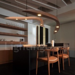 Lámpara colgante moderna contemporánea de madera de 3 luces
