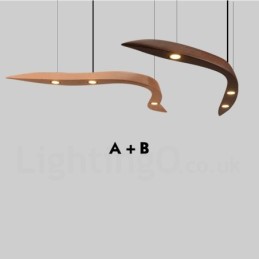 Lámpara colgante moderna contemporánea de madera de 3 luces
