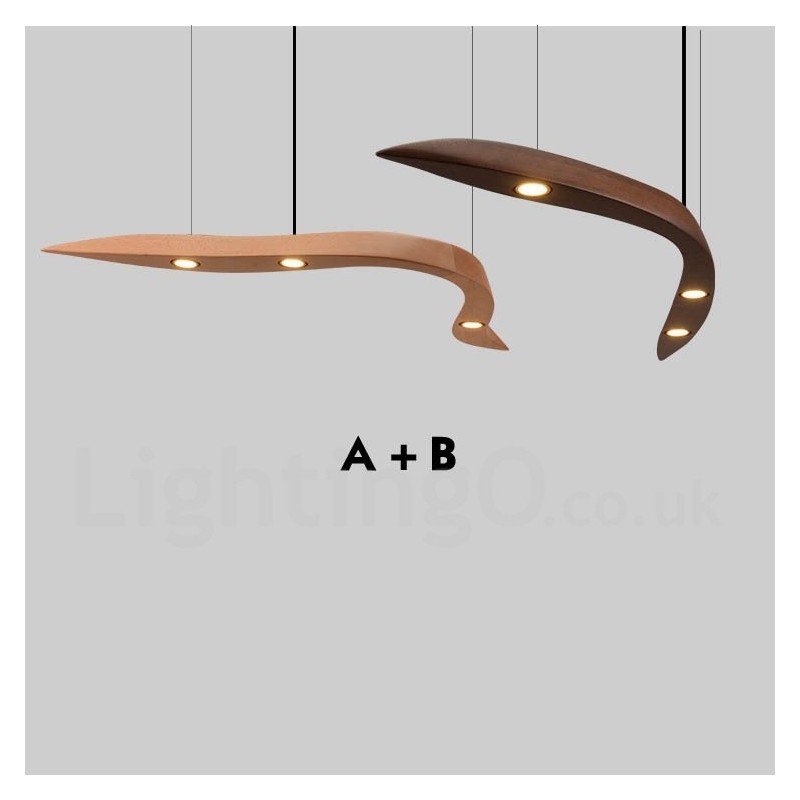Lámpara colgante moderna contemporánea de madera de 3 luces