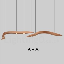 Lámpara colgante moderna contemporánea de madera de 3 luces