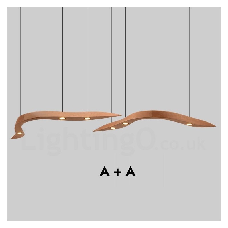Lámpara colgante moderna contemporánea de madera de 3 luces