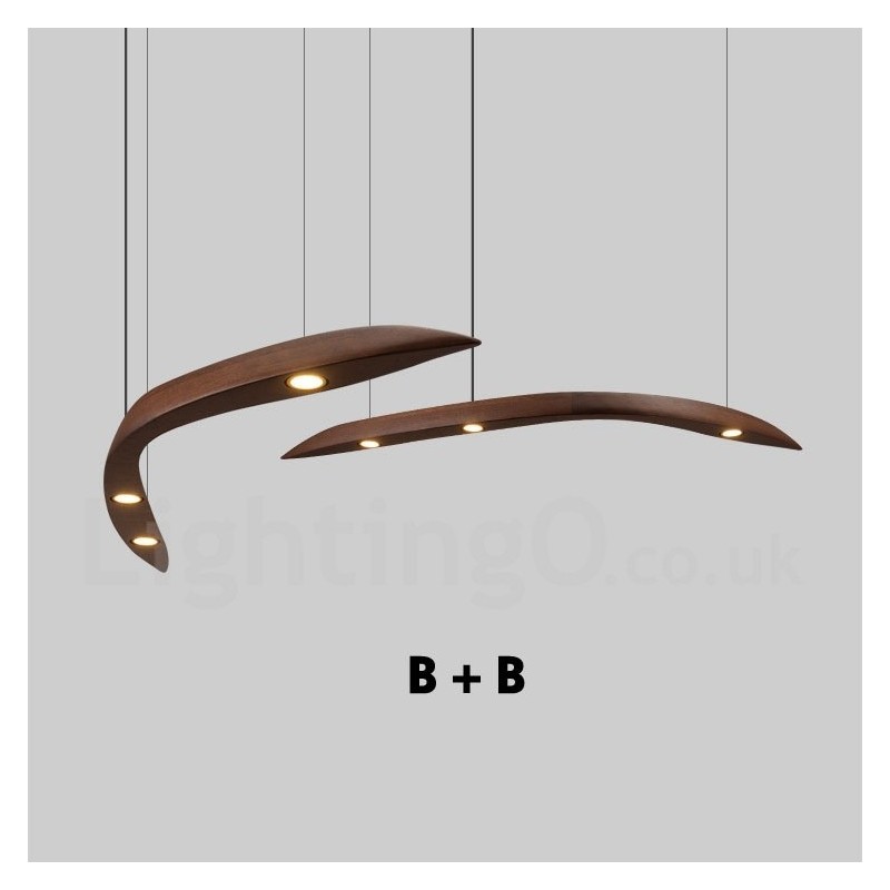 Lámpara colgante moderna contemporánea de madera de 3 luces