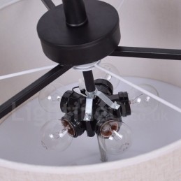 Lámpara colgante rústica tipo tambor de metal con pantalla de tela