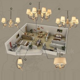 Lámpara colgante rústica vintage de 3 luces