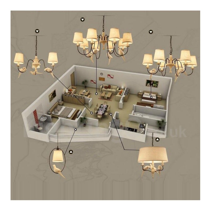 Lámpara colgante rústica vintage de 3 luces