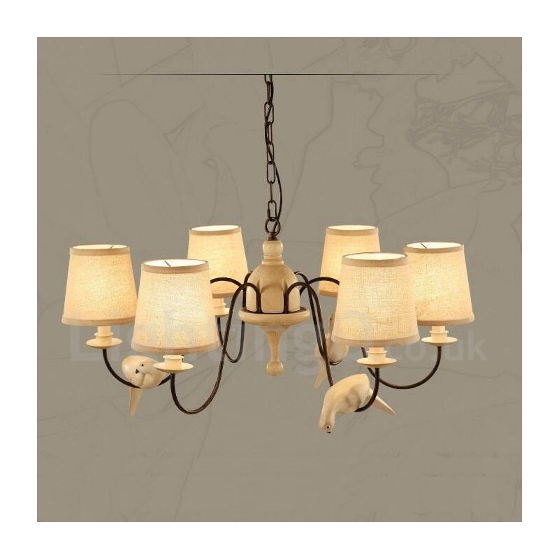 Lámpara colgante rústica vintage de 6 luces