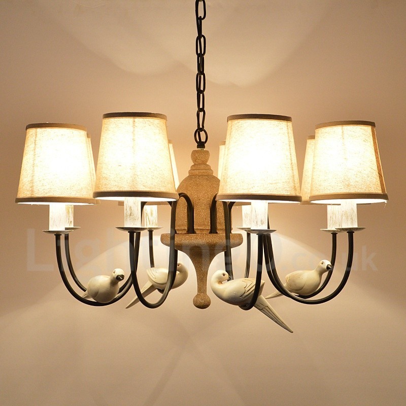 Lámpara colgante rústica vintage de 8 luces