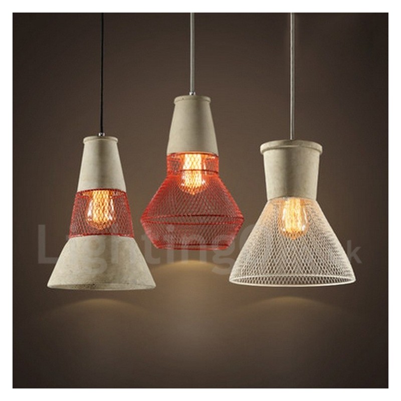 Lámpara colgante rústica tipo cabaña de hormigón y metal de 1 luz