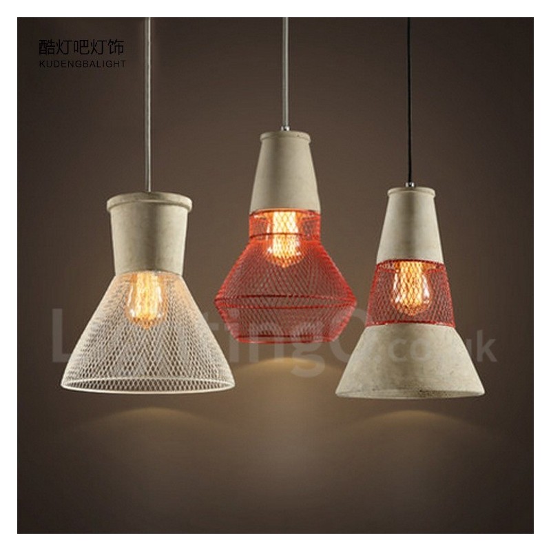 Lámpara colgante rústica tipo cabaña de hormigón y metal de 1 luz