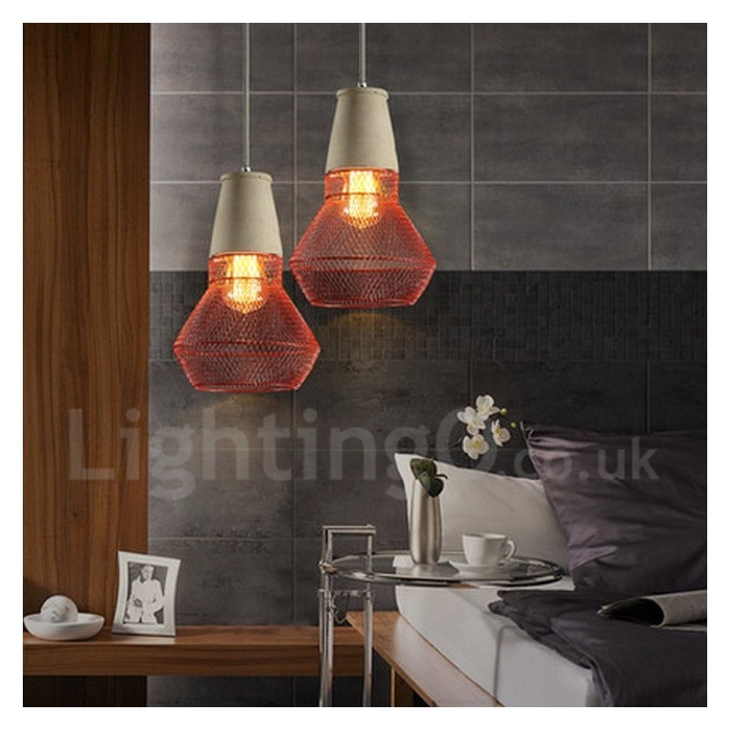 Lámpara colgante rústica tipo cabaña de hormigón y metal de 1 luz