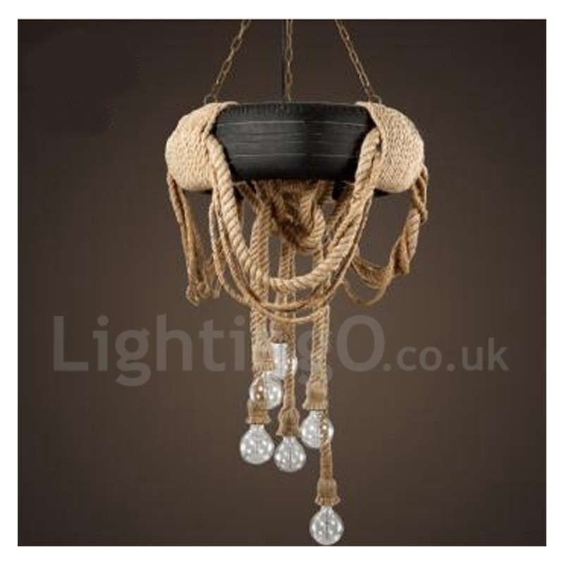 Lámpara colgante vintage de estilo campestre de 6 luces
