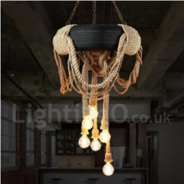 Lámpara colgante vintage de estilo campestre de 6 luces