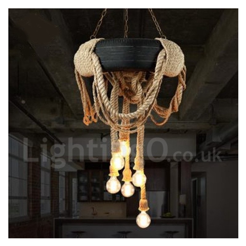Lámpara colgante vintage de estilo campestre de 6 luces