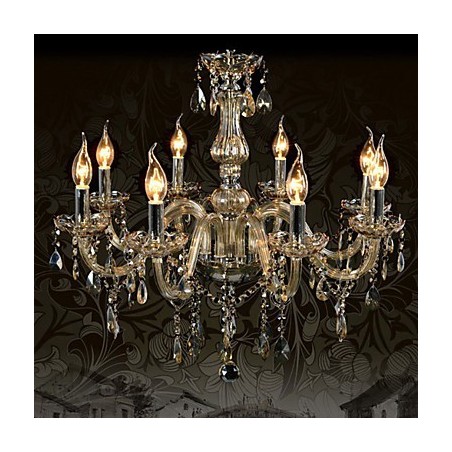 Lámpara de araña de cristal de lujo de 8 luces, color coñac, K9