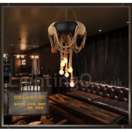 Lámpara colgante vintage de estilo campestre de 6 luces