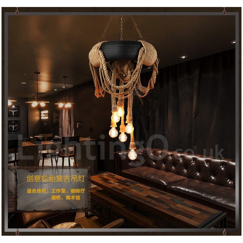 Lámpara colgante vintage de estilo campestre de 6 luces