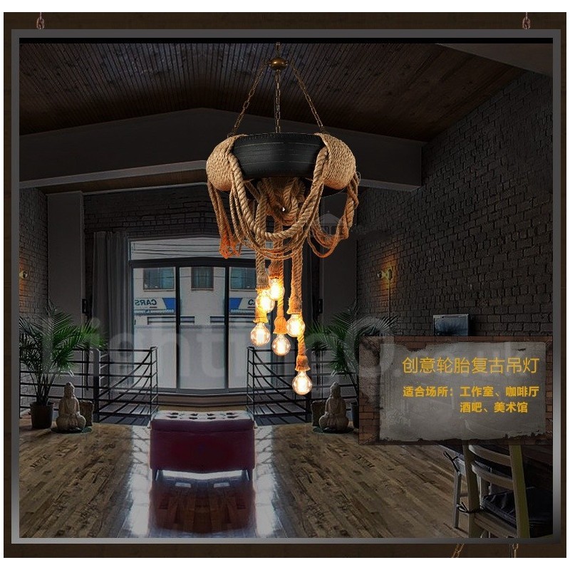 Lámpara colgante vintage de estilo campestre de 6 luces