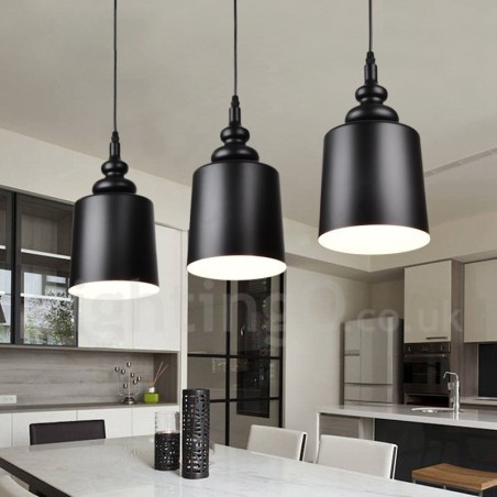 Lámpara colgante moderna contemporánea negra de 3 luces Lámpara colgante moderna contemporánea negra de 3 luces