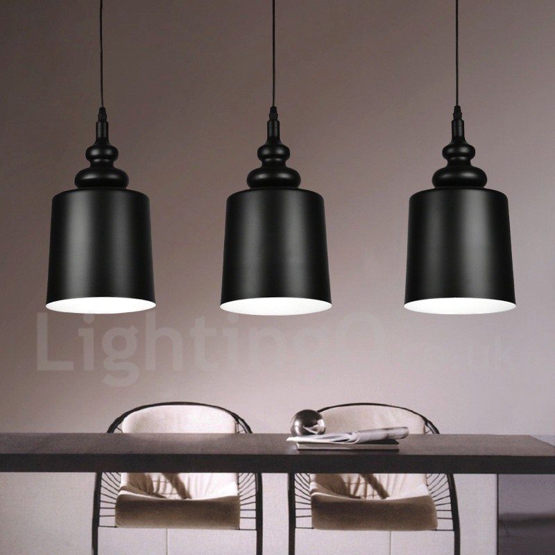Lámpara colgante moderna contemporánea negra de 3 luces