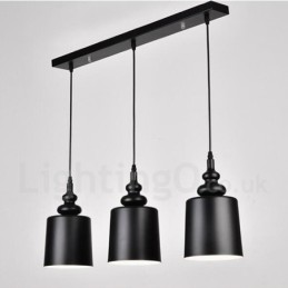 Lámpara colgante moderna contemporánea negra de 3 luces