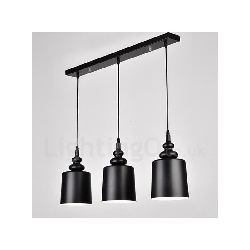 Lámpara colgante moderna contemporánea negra de 3 luces
