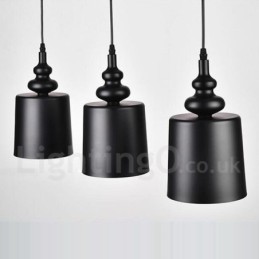 Lámpara colgante moderna contemporánea negra de 3 luces