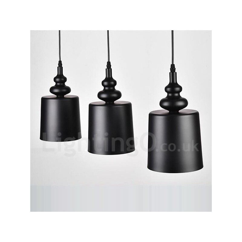 Lámpara colgante moderna contemporánea negra de 3 luces