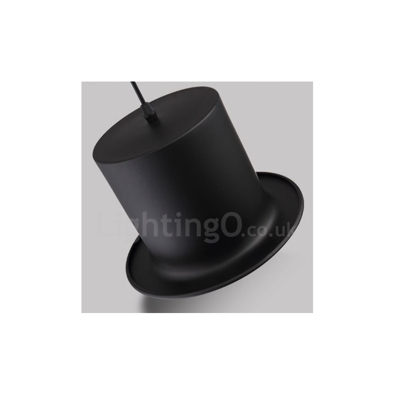 Lámpara colgante retro vintage de 1 luz con forma de sombrero de metal negro