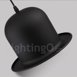Lámpara colgante retro vintage de 1 luz con forma de sombrero de metal negro