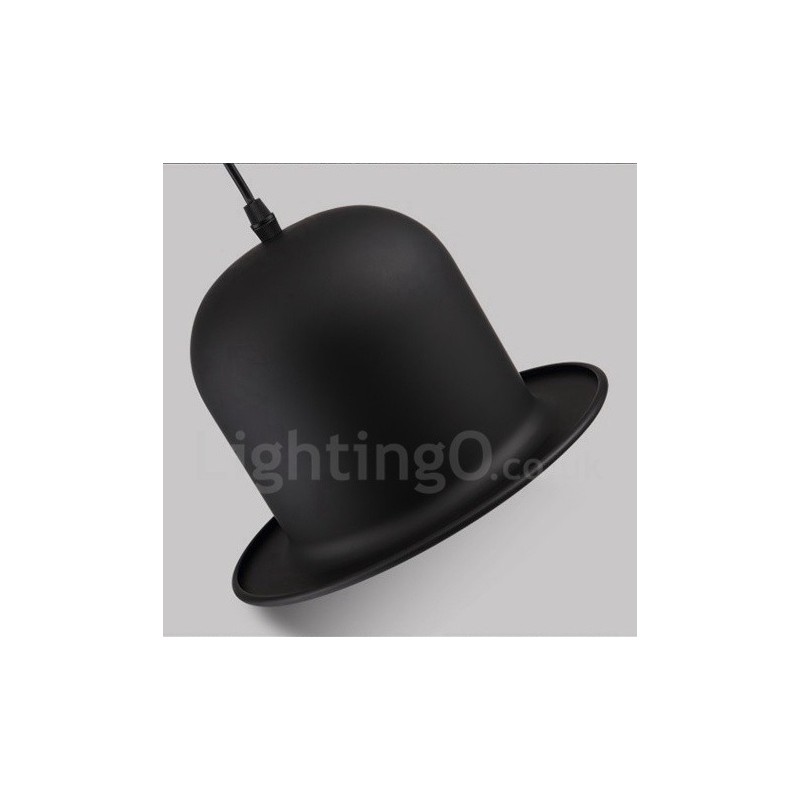 Lámpara colgante retro vintage de 1 luz con forma de sombrero de metal negro