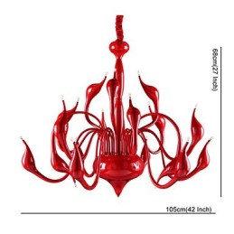 Lámpara de araña moderna de 18 luces G4 con pintura roja