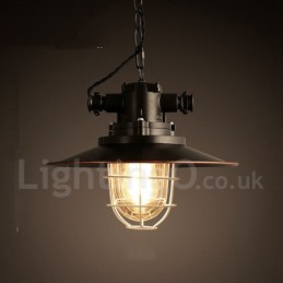 Lámpara colgante retro vintage de metal de una luz