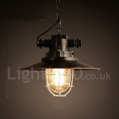 Lámpara colgante retro vintage de metal de una luz Lámpara colgante retro vintage de metal de una luz