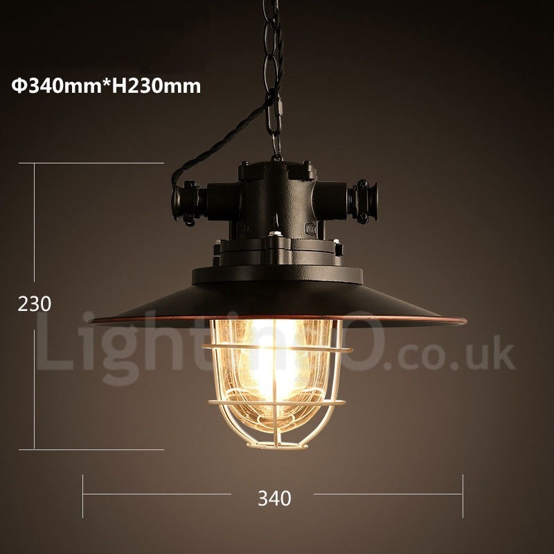 Lámpara colgante retro vintage de metal de una luz