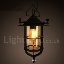 Lámpara colgante retro vintage de metal de una luz