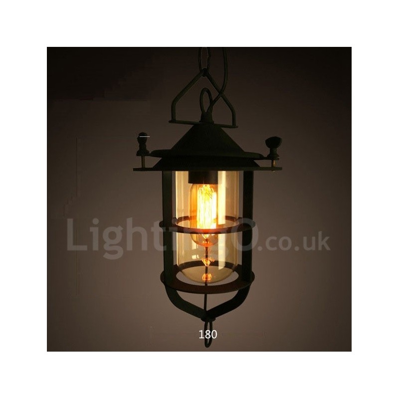 Lámpara colgante retro vintage de metal de una luz