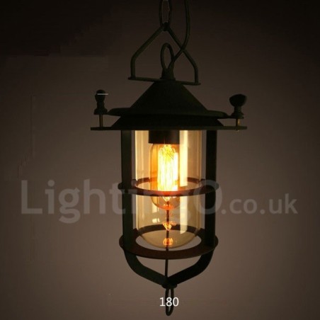 Lámpara colgante retro vintage de metal de una luz Lámpara colgante retro vintage de metal de una luz
