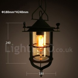 Lámpara colgante retro vintage de metal de una luz