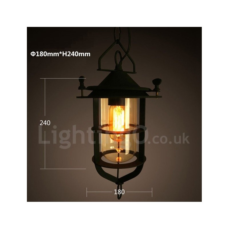 Lámpara colgante retro vintage de metal de una luz