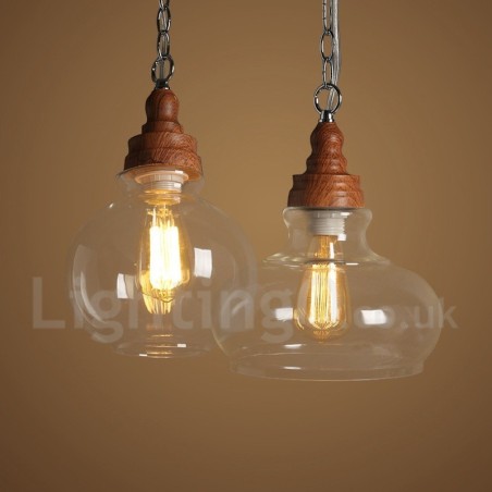 Lámpara colgante retro vintage con pantalla de cristal Lámpara colgante retro vintage con pantalla de cristal