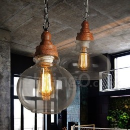 Lámpara colgante retro vintage con pantalla de cristal