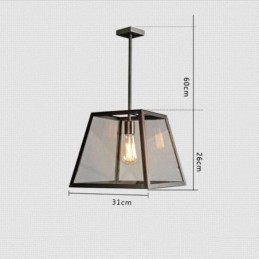 Lámpara colgante vintage de metal con pantalla de cristal